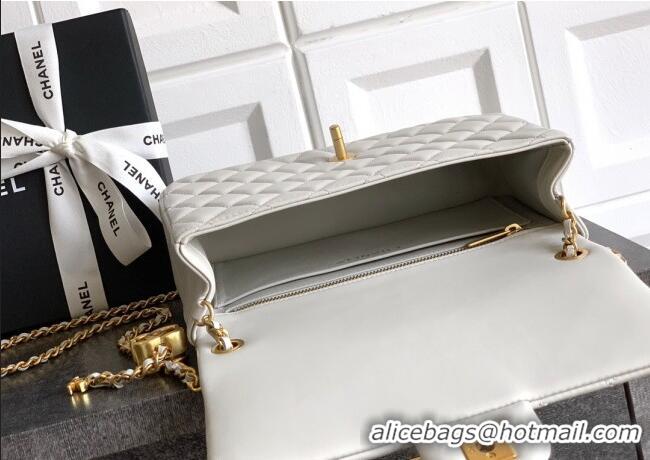 Top Quality Chanel Shiny Lambskin Leather Flap Bag with CC Chain AS5756 Light Grey 2025