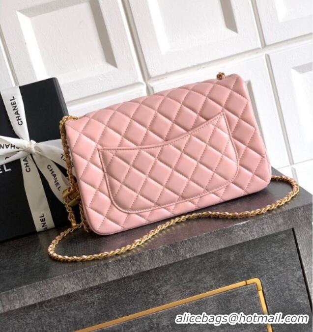 Super Quality Chanel Shiny Lambskin Leather Flap Bag with CC Chain AS5756 Light Pink 2025
