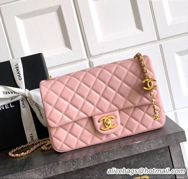 Super Quality Chanel Shiny Lambskin Leather Flap Bag with CC Chain AS5756 Light Pink 2025