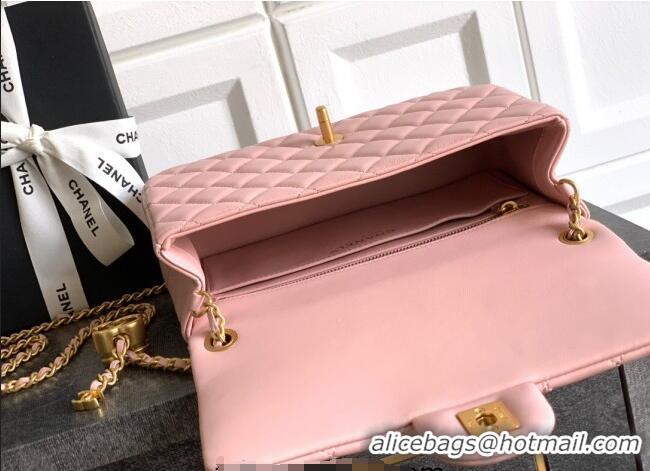 Super Quality Chanel Shiny Lambskin Leather Flap Bag with CC Chain AS5756 Light Pink 2025