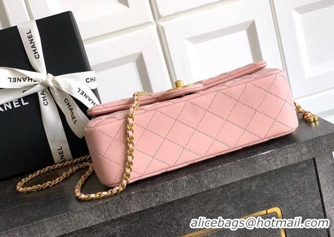 Super Quality Chanel Shiny Lambskin Leather Flap Bag with CC Chain AS5756 Light Pink 2025