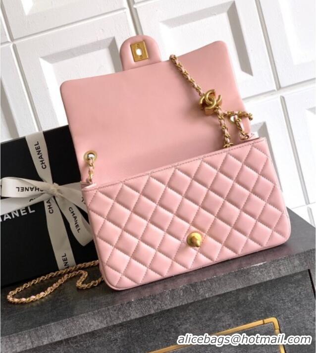 Super Quality Chanel Shiny Lambskin Leather Flap Bag with CC Chain AS5756 Light Pink 2025