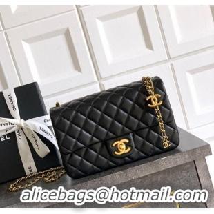 Good Product Chanel Shiny Lambskin Leather Flap Bag with CC Chain AS5756 Black 2025