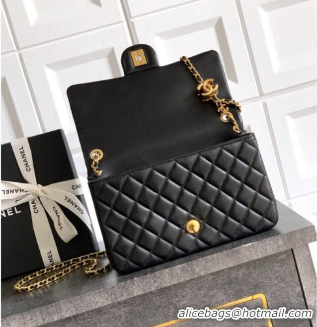 Good Product Chanel Shiny Lambskin Leather Flap Bag with CC Chain AS5756 Black 2025