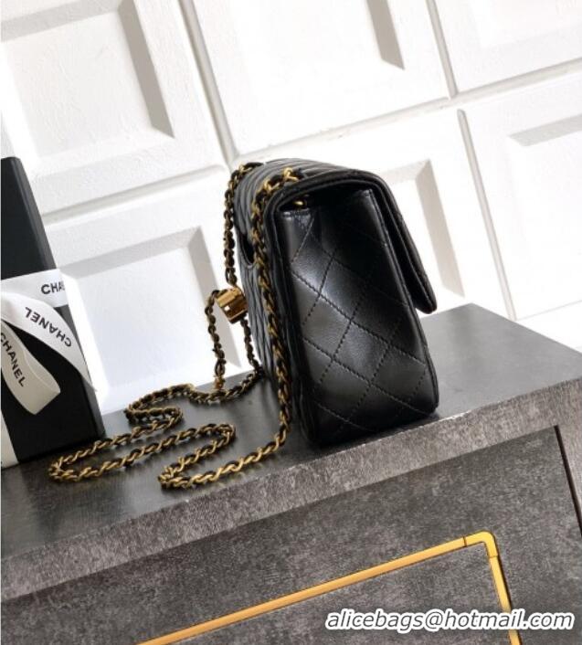 Good Product Chanel Shiny Lambskin Leather Flap Bag with CC Chain AS5756 Black 2025