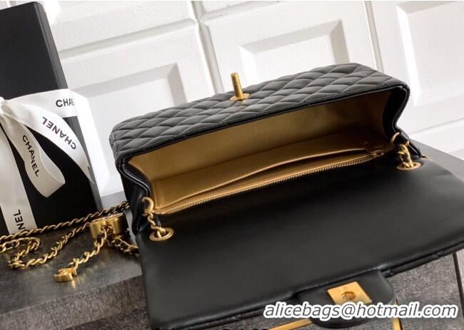 Good Product Chanel Shiny Lambskin Leather Flap Bag with CC Chain AS5756 Black 2025