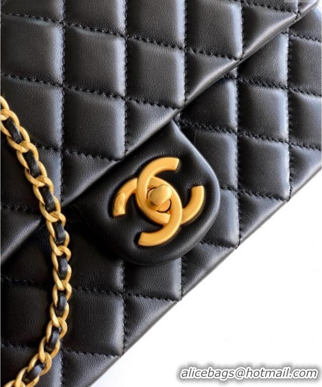 Good Product Chanel Shiny Lambskin Leather Flap Bag with CC Chain AS5756 Black 2025