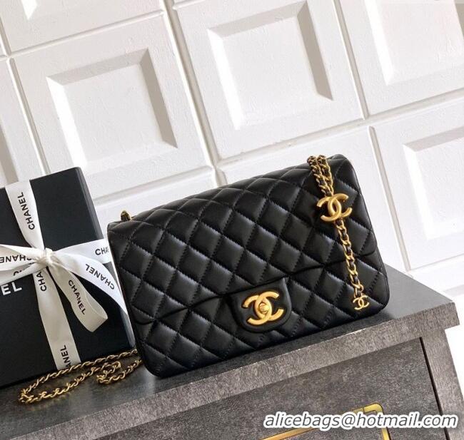 Good Product Chanel Shiny Lambskin Leather Flap Bag with CC Chain AS5756 Black 2025
