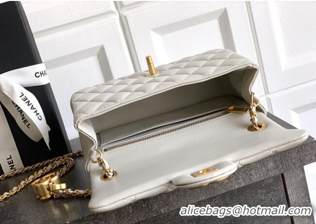 Top Grade Chanel Shiny Lambskin Mini Flap Bag with CC Chain AS5759 Light Grey 2025
