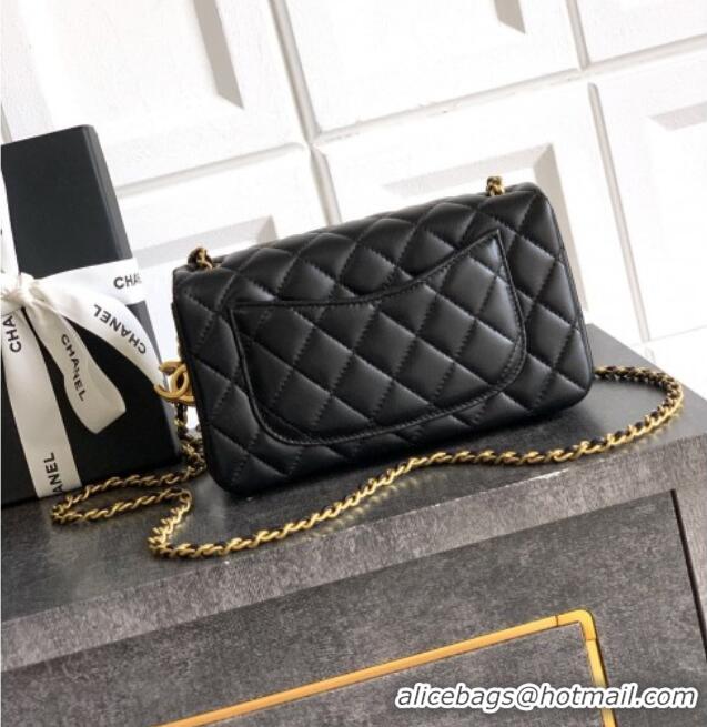 Famous Brand Chanel Shiny Lambskin Mini Flap Bag with CC Chain AS5759 Black 2025