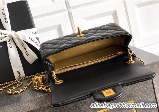Famous Brand Chanel Shiny Lambskin Mini Flap Bag with CC Chain AS5759 Black 2025