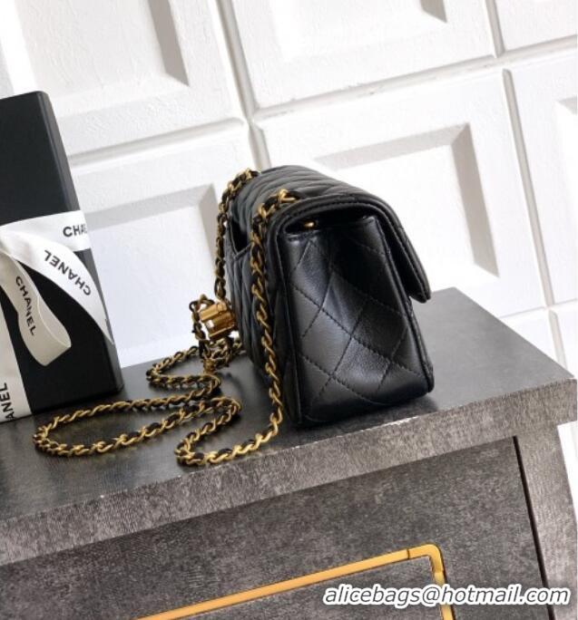 Famous Brand Chanel Shiny Lambskin Mini Flap Bag with CC Chain AS5759 Black 2025
