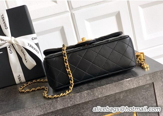 Famous Brand Chanel Shiny Lambskin Mini Flap Bag with CC Chain AS5759 Black 2025