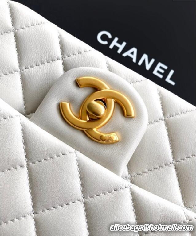 Best Price Chanel Shiny Lambskin Mini Square Flap Bag with CC Chain AS5758 Light Grey 2025