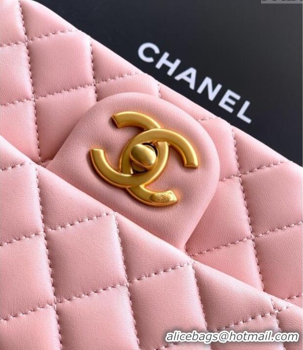 Cheap Price Chanel Shiny Lambskin Mini Square Flap Bag with CC Chain AS5758 Light Pink 2025