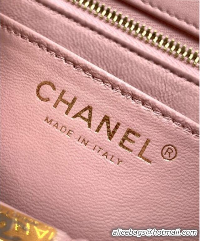 Cheap Price Chanel Shiny Lambskin Mini Square Flap Bag with CC Chain AS5758 Light Pink 2025