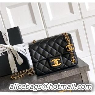 Top Design Chanel Shiny Lambskin Mini Square Flap Bag with CC Chain AS5758 Black 2025
