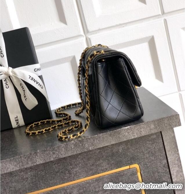 Top Design Chanel Shiny Lambskin Mini Square Flap Bag with CC Chain AS5758 Black 2025