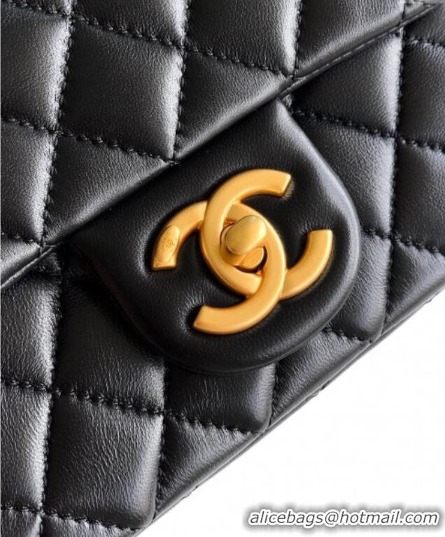 Top Design Chanel Shiny Lambskin Mini Square Flap Bag with CC Chain AS5758 Black 2025