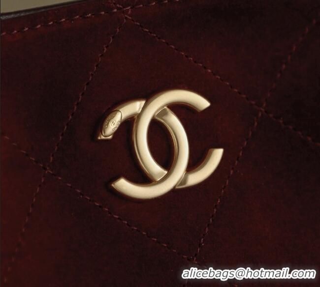 Top Quality Chanel Quilted Suede Hobo Shopping Bag CH081201 Red 2025