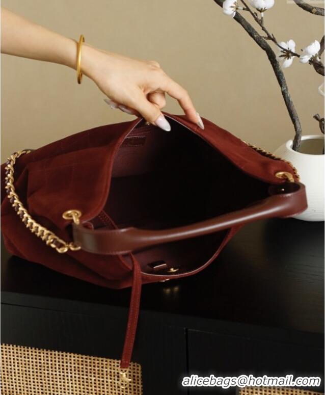Top Quality Chanel Quilted Suede Hobo Shopping Bag CH081201 Red 2025
