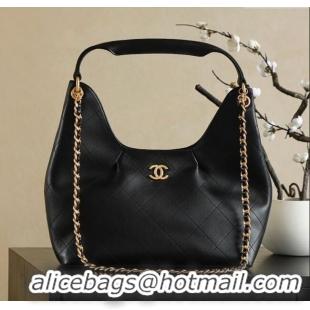 Promotional Chanel Quilted Calfskin Hobo Shopping Bag CH081201 Black 2025