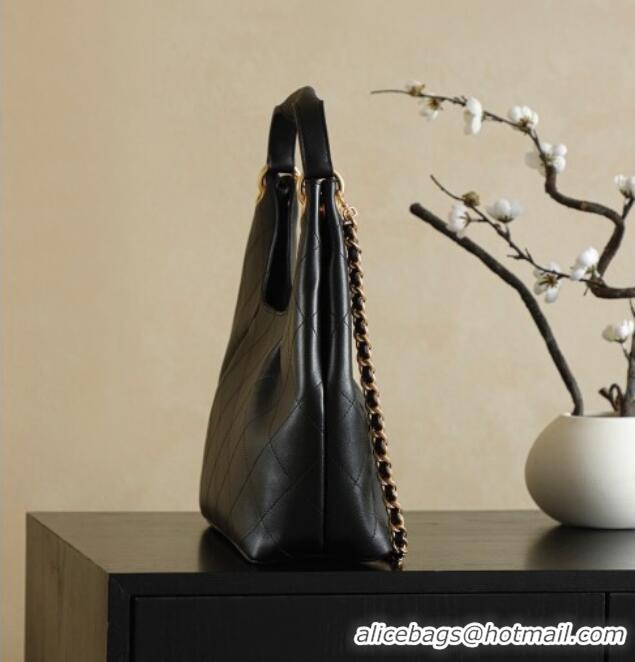 Promotional Chanel Quilted Calfskin Hobo Shopping Bag CH081201 Black 2025