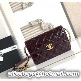 Luxury Cheap Chanel Patent Lambskin Mini Flap Bag AS5618 Dark Brown 2025