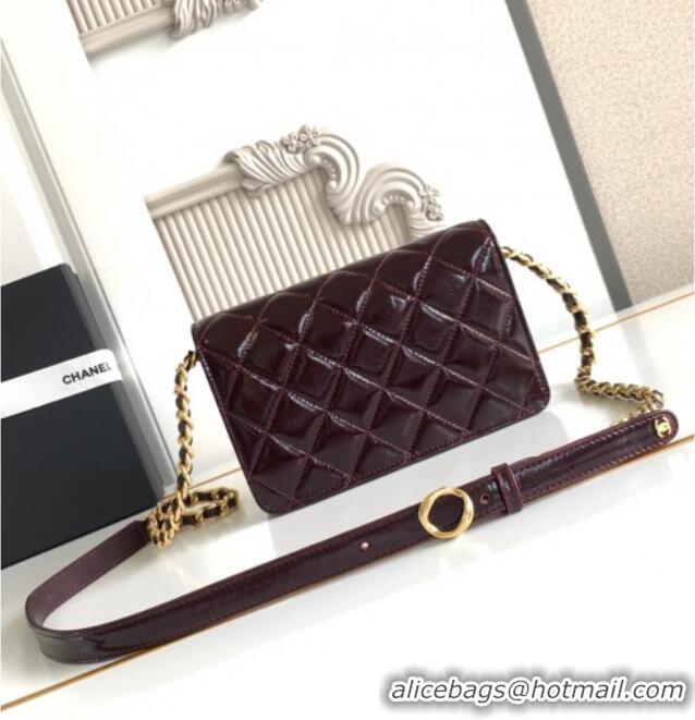 Luxury Cheap Chanel Patent Lambskin Mini Flap Bag AS5618 Dark Brown 2025