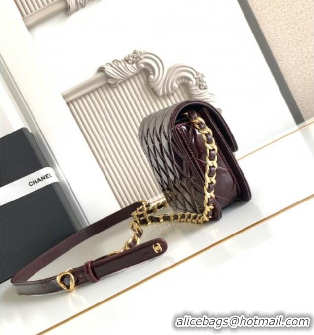 Luxury Cheap Chanel Patent Lambskin Mini Flap Bag AS5618 Dark Brown 2025