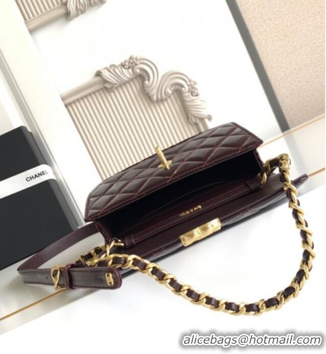 Luxury Cheap Chanel Patent Lambskin Mini Flap Bag AS5618 Dark Brown 2025