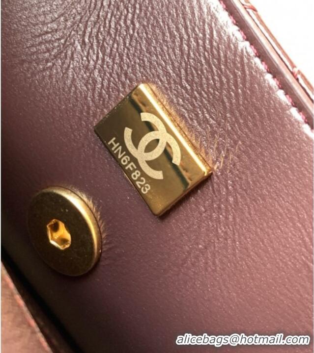 Luxury Cheap Chanel Patent Lambskin Mini Flap Bag AS5618 Dark Brown 2025