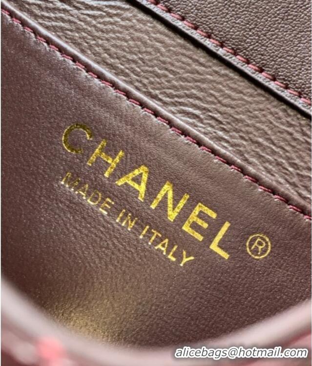 Luxury Cheap Chanel Patent Lambskin Mini Flap Bag AS5618 Dark Brown 2025
