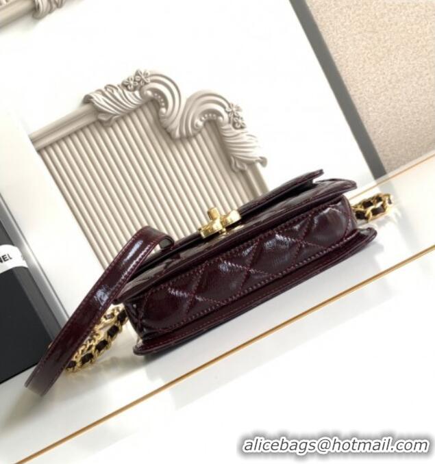 Luxury Cheap Chanel Patent Lambskin Mini Flap Bag AS5618 Dark Brown 2025