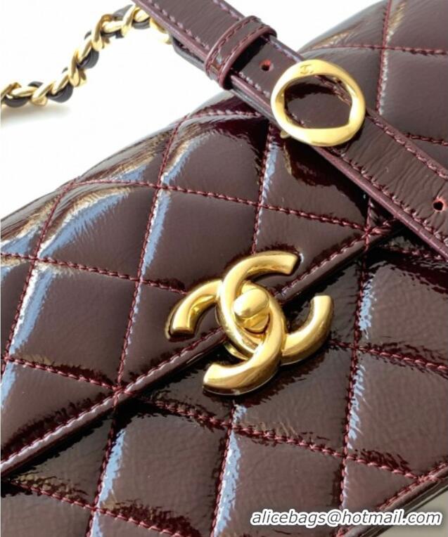 Top Grade Chanel Patent Lambskin Large Flap Bag AS5642 Dark Brown 2025