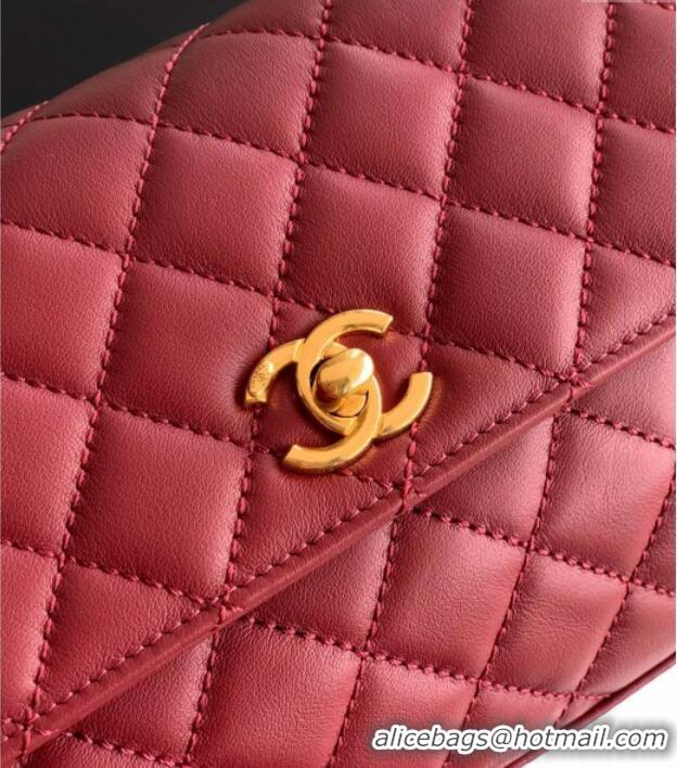 Discount Chanel Coco Handle Calfskin Small Flap Bag with Woven Top with Strass AS2009 Burgundy 2025