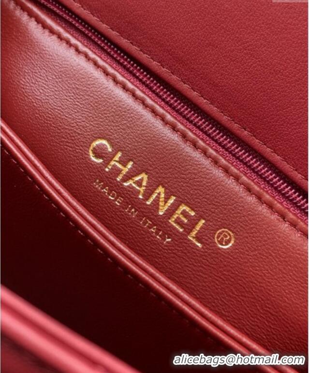 Discount Chanel Coco Handle Calfskin Small Flap Bag with Woven Top with Strass AS2009 Burgundy 2025
