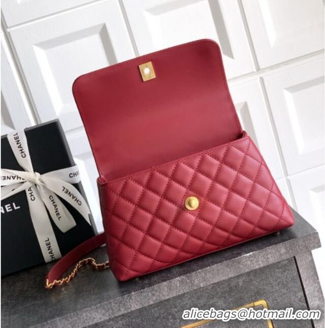 Discount Chanel Coco Handle Calfskin Small Flap Bag with Woven Top with Strass AS2009 Burgundy 2025
