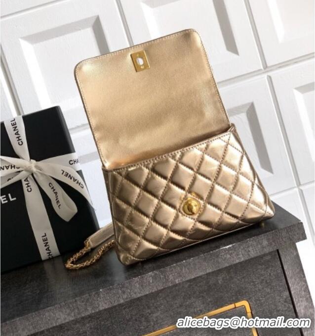 Best Price Chanel Coco Handle Calfskin Mini Flap Bag with Woven Top with Strass AS2215 Gold 2025