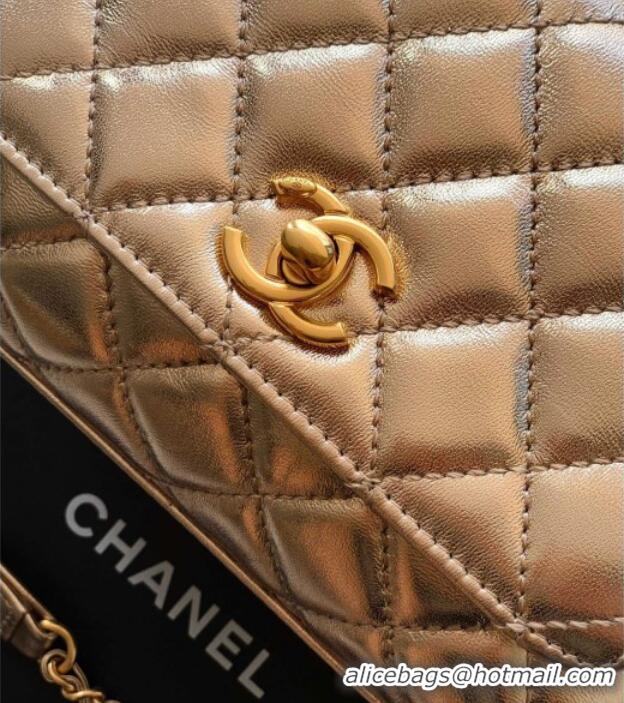 Best Price Chanel Coco Handle Calfskin Mini Flap Bag with Woven Top with Strass AS2215 Gold 2025