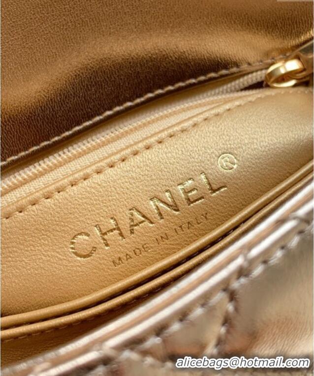 Best Price Chanel Coco Handle Calfskin Mini Flap Bag with Woven Top with Strass AS2215 Gold 2025
