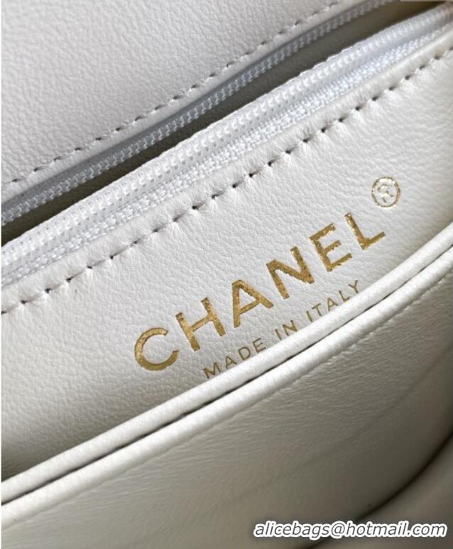 Luxury Cheap Chanel Coco Handle Calfskin Mini Flap Bag with Woven Top with Strass AS2215 White 2025
