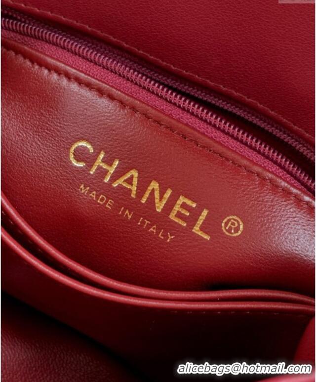 Grade Design Chanel Coco Handle Calfskin Mini Flap Bag with Woven Top with Strass AS2215 Burgundy 2025