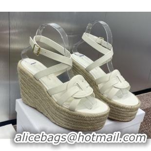 Sumptuous Dior D-Club Wedge Sandals 9.5cm in Calfskin Leather White 0710035