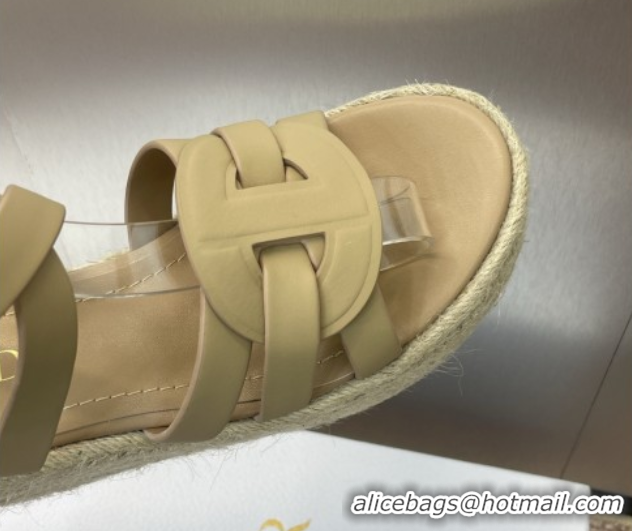 Best Price Dior D-Club Wedge Sandals 9.5cm in Calfskin Leather Beige 0710039