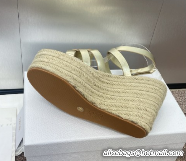 Discount Dior D-Club Wedge Sandals 9.5cm in Calfskin Leather Gold 0710040