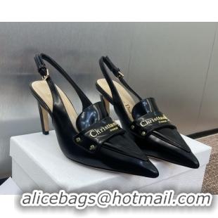 Shop Duplicate Dior Boy Slingback Pumps 8.5cm in Shiny Calfskin Black 0710045