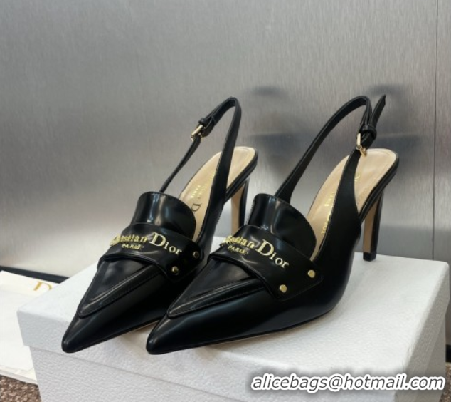 Shop Duplicate Dior Boy Slingback Pumps 8.5cm in Shiny Calfskin Black 0710045