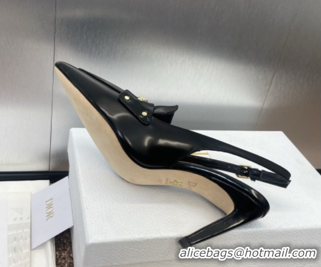 Shop Duplicate Dior Boy Slingback Pumps 8.5cm in Shiny Calfskin Black 0710045