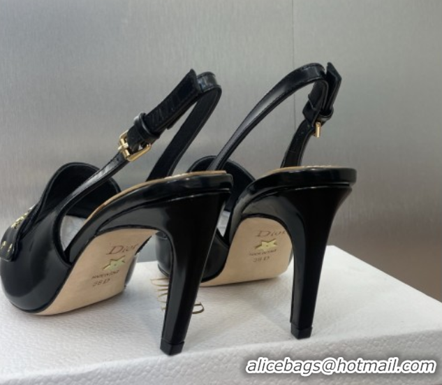 Shop Duplicate Dior Boy Slingback Pumps 8.5cm in Shiny Calfskin Black 0710045